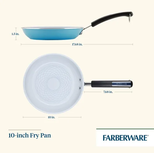 Miniatura 3 de Sartén antiadherente de cerámica EcoAdvantage de Farberware, 10 pulgadas, Aqua Aguamarina