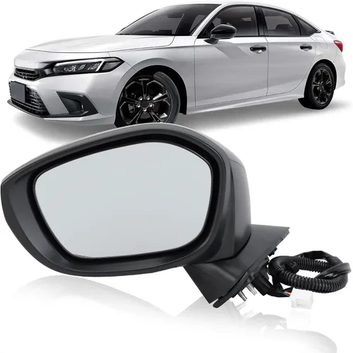 Espejo lateral izquierdo del conductor compatible con Honda Civic Sedan/Hatchback 2022, 2023, 2024, 2025, espejos con cristal eléctrico, sin