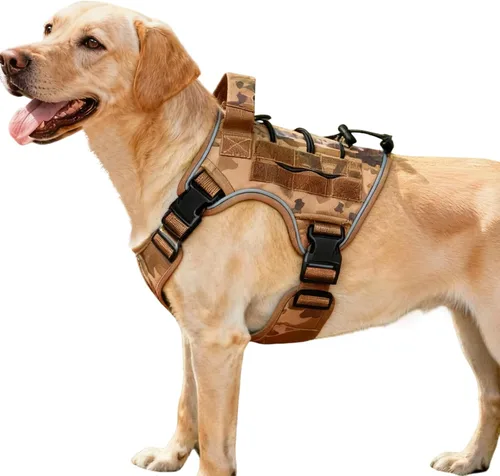Miniatura 67 de Arnés táctico para perros grandes, chaleco reflectante ajustable sin tirones con sistema Molle, control de grado militar K9 para entrenamiento