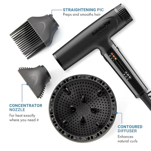 Miniatura 4 de BaBylissPRO Nano Titanium Professional Nano Light Ionic Dual-Voltage Lightweight Hair Dryer Negro