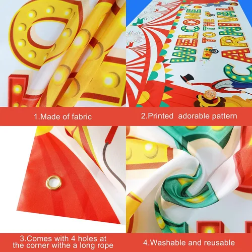 Miniatura 4 de Cartel de bienvenida al carnaval extragrande con globo de carnaval - 72 x 44 pulgadas Decoraciones de carnaval, decoraciones de fiesta temática