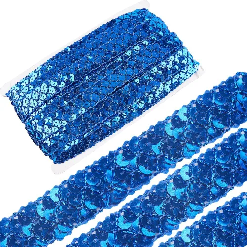 Miniatura 12 de GORGECRAFT Cinta de lentejuelas negras de 0.78 pulgadas (14 yardas) con purpurina y lentejuelas de encaje, tiras de lentejuelas de 3 filas, rollo