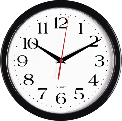 Miniatura 11 de Bernhard Products Reloj de pared negro, grande de 13 pulgadas, silencioso, de cuarzo, funciona con pilas, redondo, fácil de leer