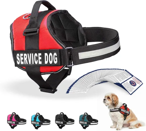 Arnés Industrial Puppy para perros con correas y asa, y chaleco con parche reflectante, en un cómodo diseño de malla, Bright Red Rojo Brillante