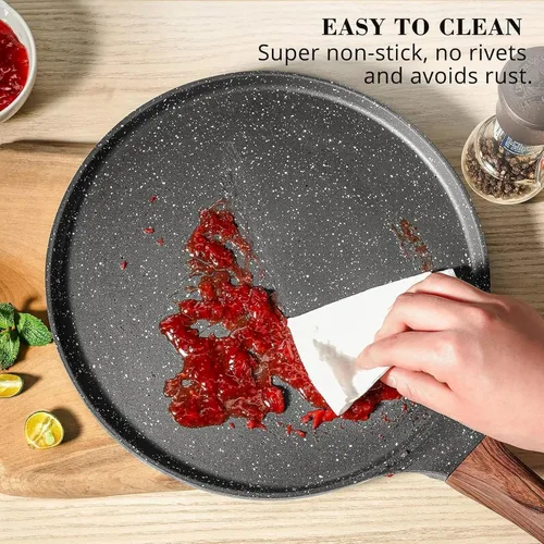 Miniatura 6 de Juego de sartenes antiadherentes para crepé, juego de 5 piezas para parrilla de panqueques de cocina, sartén plana con revestimiento de granito de 8