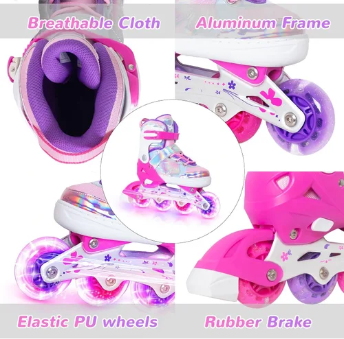 Miniatura 2 de Nattork Patines en Línea para Niñas y Niños, 4 Tallas Ajustables Patines Butterfly Blades con Todas las Ruedas Iluminadas - Regalo de Cumpleaños