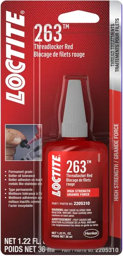 LOCTITE 263 Fijador de roscas automotriz rojo – Bloqueo de roscas de alta resistencia, aplicaciones de uso general, tolerante al aceite,