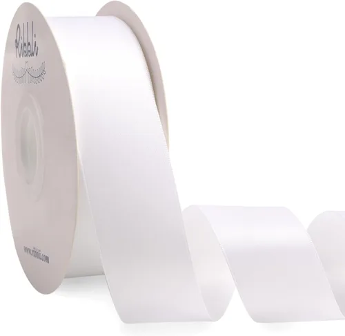 Miniatura 70 de Ribbli - Cinta de satén azul polvoriento de doble cara, 1 pulgada x 50 yardas continuas - Cinta de satén azul polvoriento para envoltura de regalos