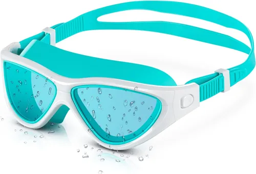 portzon Gafas de natación antiniebla, transparentes, sin fugas, color verde cristal, talla única verde azulado