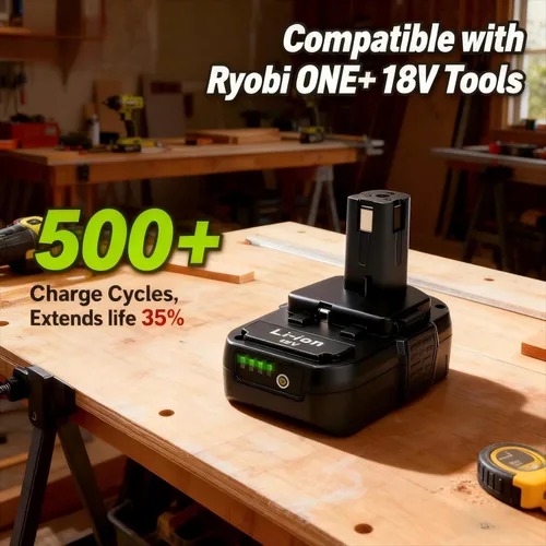 Miniatura 6 de Compatible con batería Ryobi de 18 V, paquete de 2 baterías de litio P103 3.0Ah 18V compatibles con Ryobi 18 Volt One+ herramientas eléctricas