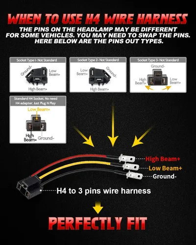 Miniatura 5 de LX-LIGHT 105W 1000% Brillante Faros LED Negros H6054 5x7 7x6 DRL Antirreflejos Haz Sellado Alto/Bajo Compatible con Jeep Wrangler YJ Cherokee XJ