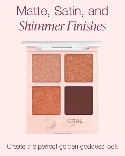 Miniatura 3 de Mineral Fusion Paleta de sombras de ojos – Cuatro tonos de polvo prensado en acabado mate, satinado y brillante – Maquillaje de ojos natural