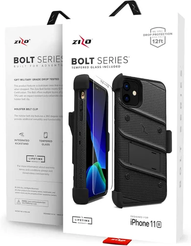 Miniatura 7 de Zizo Bolt Cover - Funda para iPhone 11 con grado militar, protector de pantalla de cristal, función atril y funda (color negro)
