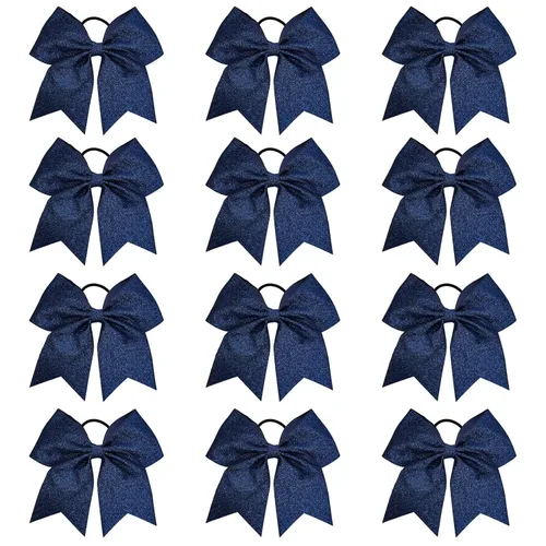 Miniatura 19 de DEEKA 12 lazos grandes de 8 pulgadas, dos tonos, para cola de caballo, hecho a mano para adolescentes y niñas, animadoras de sóftbol, deportes