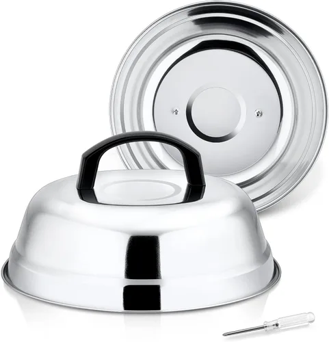 Miniatura 9 de Leonyo Tapa de cúpula de fusión de queso de 9 pulgadas, accesorios de plancha de acero inoxidable, cubierta duradera para cocinar al vapor