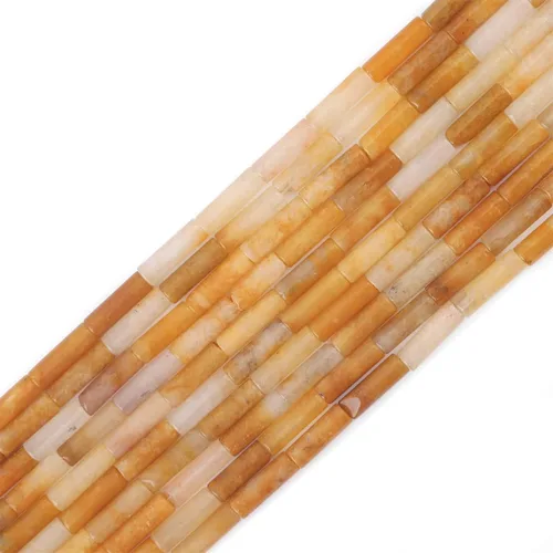 Miniatura 40 de BEADIA Cuentas de tubo de jade amarillo natural rectangulares 4x13mm, cuentas de piedra de 40cm/hebra para hacer joyas Rectángulo de jade amarillo