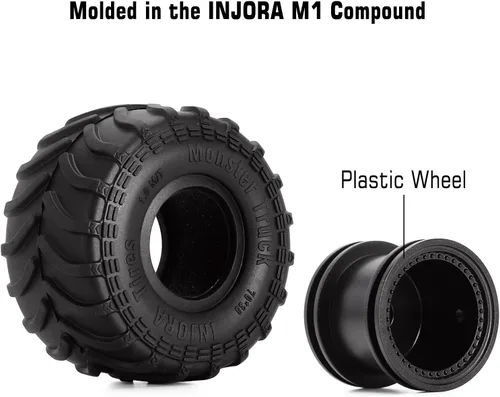 Miniatura 5 de INJORA Monster Truck - Juego de neumáticos de llanta para Axial SCX24 FMS FCX24 y TRX4MT, 2.756 x 1.496 in, MT1012 (negro)