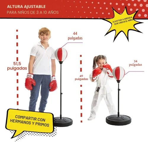 Miniatura 3 de Whoobli Punching Bag for Kids and Toddler Incl Boxing Gloves 3 4 5 6 7 8+ Years Old Adjustable Kids Boxing Bag with Stand Sports Toy for Boys