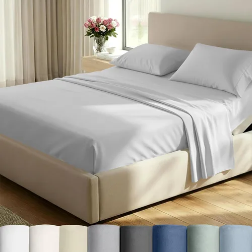 Miniatura 33 de California Design Den Sábanas de cama tamaño individual, sábanas suaves de 100% algodón con bolsillos profundos elásticos, 500 hilos satinados, 13