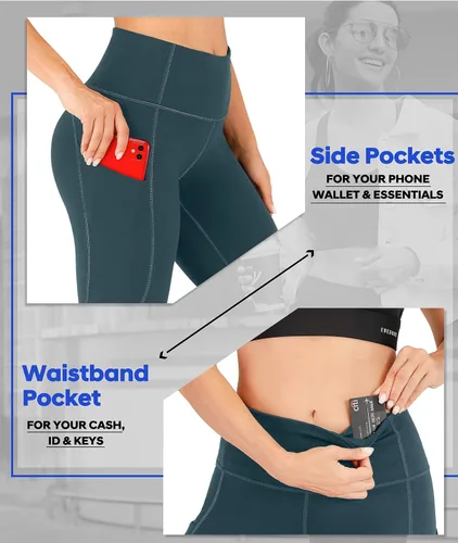 Miniatura 52 de Ewedoos - Leggings con bolsillos para mujer, de talle alto, pantalones de yoga, pantalones de entrenamiento, con levantamiento de glúteos