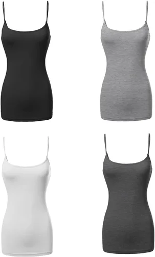 Miniatura 3 de Made by Emma Camiseta básica de tirantes delgados ajustables para mujer (4 unidades)