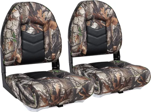 Miniatura 10 de NORTHCAPTAIN Asiento plegable para barco de pesca con respaldo bajo, tornillos de acero inoxidable incluidos, Camo, 2 asientos B-Low Back-Camo(2
