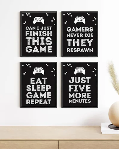Miniatura 4 de Haus and Hues Pósteres de juegos para decoración de habitación de jugadores, juego de 4 pósteres de juegos de Xbox, decoración de juegos y Sin marco