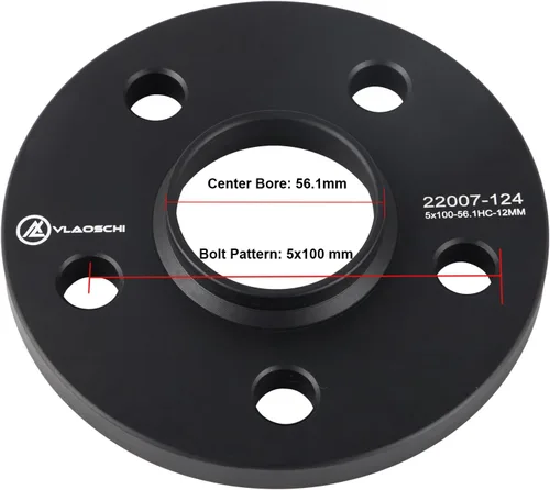 Miniatura 5 de Separadores de rueda Hubcentric negros 5x100 de 1/2 pulgada (12mm) con 56.1mm de diámetro de buje, compatibles con Subaru de 5 pernos para Impreza