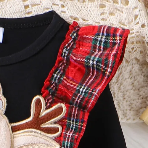 Miniatura 3 de Vestido de Navidad para niña pequeña, vestido de Acción de Gracias, vestido de retazos con volantes, vestido de manga larga para bebé