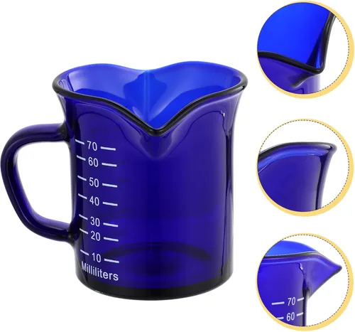 Miniatura 3 de Hemoton Taza medidora de vidrio 1 taza transparente mini taza medidora de líquido con asa para café leche crema uso cocina 2.55 x 2.36 x 2.36
