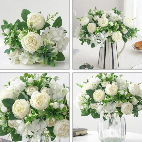 Miniatura 9 de Cabilock 1 ramo de flores artificiales para boda, peonía nupcial, ramo decorativo de flores falsas para fiestas en casa y celebraciones románticas