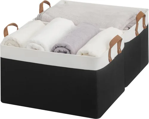 Miniatura 29 de StorageWorks Closet Storage Bins, Storage Baskets for Shelves, Closet Organizers and Storage Bins with Metal Frame, Handles, Beige, Cool Silky