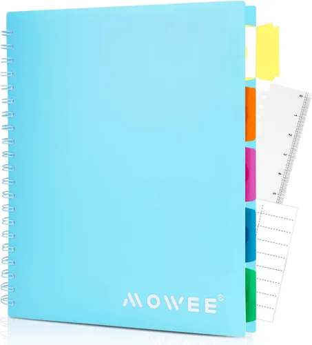 Miniatura 12 de Cuaderno de 5 materias – Cuaderno de espiral, cuaderno de rayas universitarias con bolsillo divisor, pestañas, regla de 11 pulgadas, 200 páginas