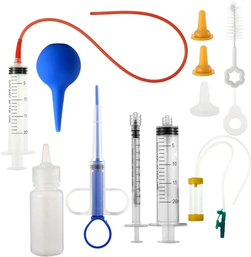 Zubebe Kit de tubo de alimentación para cachorros, 15 piezas, incluye biberón, pezones, jeringas de enfermería, dispensador de píldoras, 0.3 fl oz y