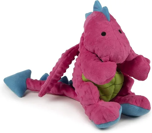 Miniatura 14 de goDog - Juguete de dragón de peluche chirriante para perro, tecnología Chew Guard, color azul claro, tamaño pequeño