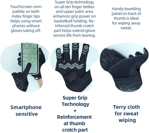 Miniatura 4 de Guantes de baloncesto antideslizantes Seibertron - Guantes de manejo de bola sin peso para entrenamiento o conducción