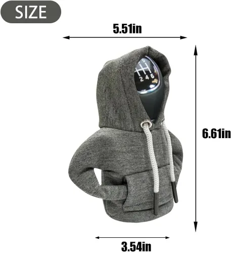 Miniatura 2 de Capucha para palanca de cambios de coche, funda de pomo de palanca de cambios a la moda, mini capucha para cambio automático, accesorios de Gris