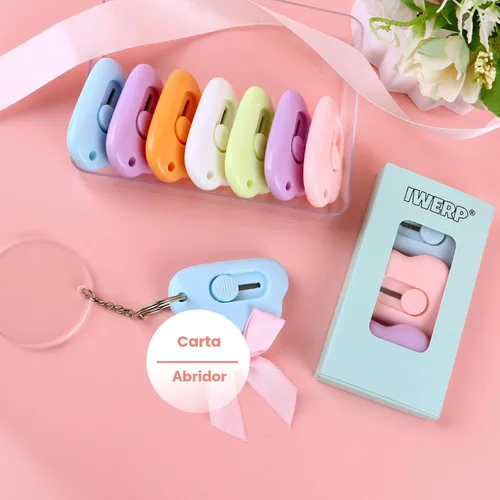 Miniatura 2 de Cortadores de cajas – Paquete de 3 abrecartas retráctiles, adorable cortador de papel pequeño de nube para llavero, bolsa de bolsillo, paquete