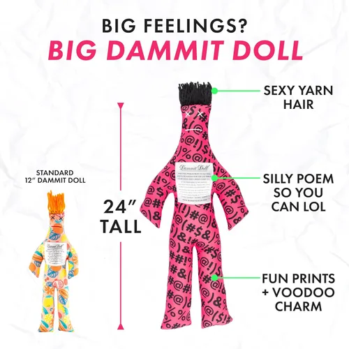 Miniatura 2 de Dammit Doll XL - Divertido regalo de broma para aliviar el estrés, color aleatorio, para aliviar la ira y la frustración, elefante blanco o muñeca