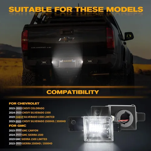 Miniatura 7 de Gempro Luz LED para matrícula, montaje de lámpara trasera para Chevy Silverado GMC Sierra 1500 2500HD 3500HD 2014-2023, 6000K blanco