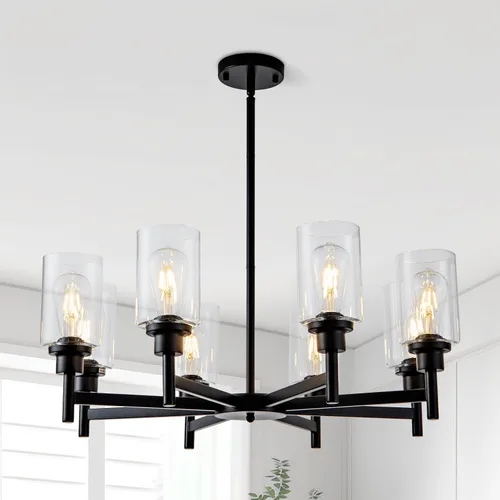 Miniatura 12 de lámpara de araña de granja de 6 luces con rueda de vagón, accesorios de luz colgante para comedor, sala de estar, isla de cocina, vestíbulo