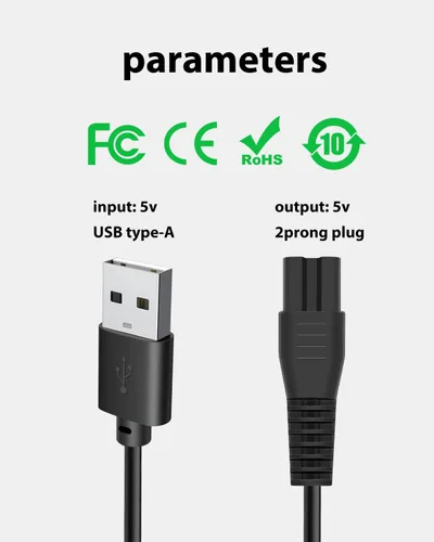 Miniatura 6 de Cable cargador USB de 5 V para recortadora de barba Ufree modelo U-1176, cable de alimentación de 3.3 pies con 1 cepillo de limpieza