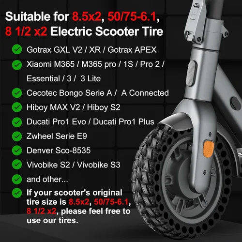 Miniatura 2 de BANGTING 2 piezas de actualización de neumáticos sólidos 50/75-6.1 para patinete eléctrico, neumáticos sin cámara de 8.5x2.0 para Gotrax GXL