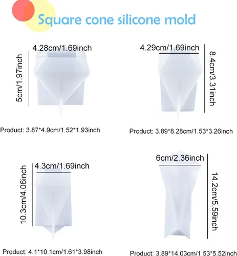 Miniatura 5 de 4 moldes de silicona piramidales para soporte de anillo de resina, moldes de resina epoxi, moldes de velas, moldes de bricolaje, jabón, yeso