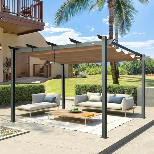 Miniatura 13 de Domi Pergola 10 x 10 pies, pérgolas retráctiles, pérgola con rejilla, pérgolas y cenadores, pérgolas al aire libre, pérgola independiente, toldo