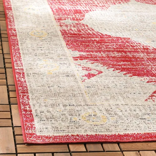 Miniatura 5 de SAFAVIEH Alfombra lavable para exteriores, colección Montage - Alfombra de pasillo de 2 pies 3 pulgadas x 8 pies, rosa y gris, no desprende pelusa