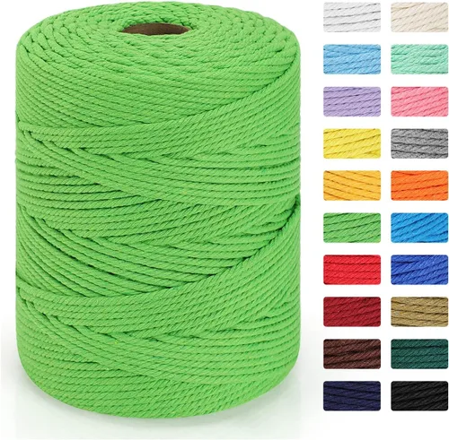 Miniatura 23 de Cordón de macramé de 0.157 in x 328 yardas Cuerda de macramé 100% algodón natural Cuerda de algodón trenzado de 4 hebras para manualidades, Caqui