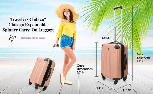 Miniatura 4 de Travelers Club Sky+ - Juego de equipaje, Fucsia