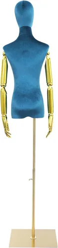 Miniatura 15 de Torso de maniquí femenino con cabeza y brazos posables, forma de vestido ajustable en altura, soporte de medio maniquí, maniquí de ropa con Gris