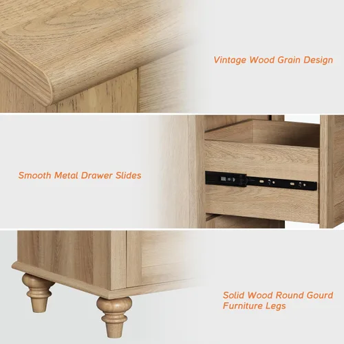 Miniatura 5 de WAMPAT - Mesa de café de granja con gabinete de almacenamiento, mesas de café de madera para la sala de estar, mesa de té rústica rectangular